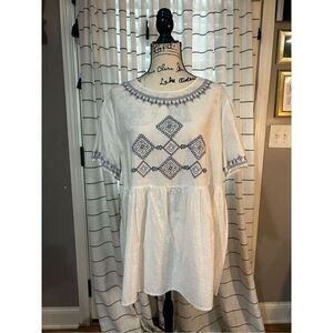 SHEIN Curve Mediterranean Boho Peplum Top Size 1XL